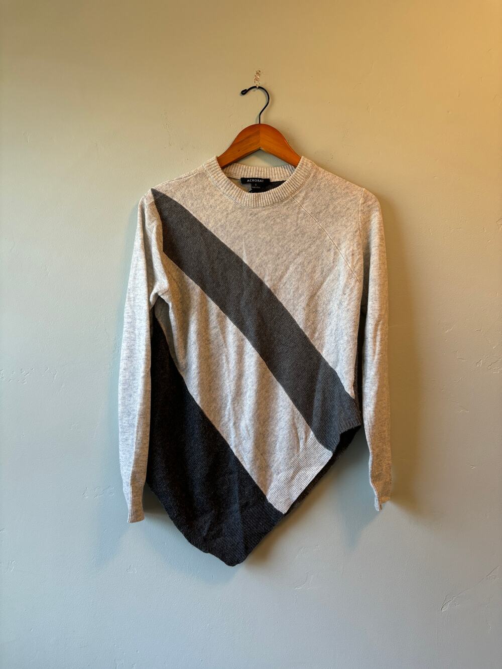 Acrobat Asymmetrical  Grey and Black Wool/Cashmere Blend Sweater